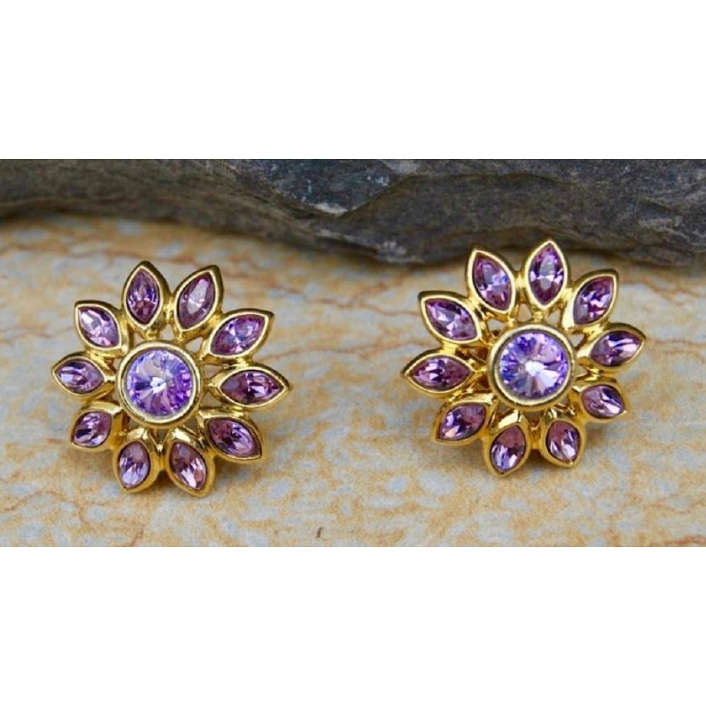 pink stone earrings gold